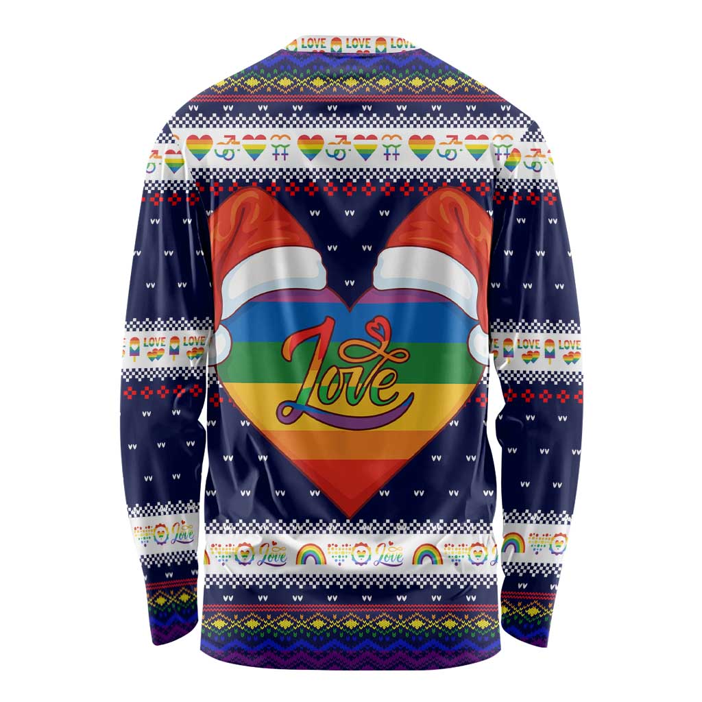 LGBT Heart Christmas Yall Christmas Long Sleeve Shirt Xmas Holiday Patterns - Wonder Print Shop