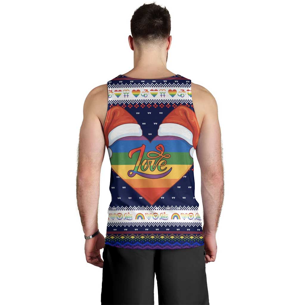 LGBT Heart Christmas Yall Christmas Men Tank Top Xmas Holiday Patterns - Wonder Print Shop