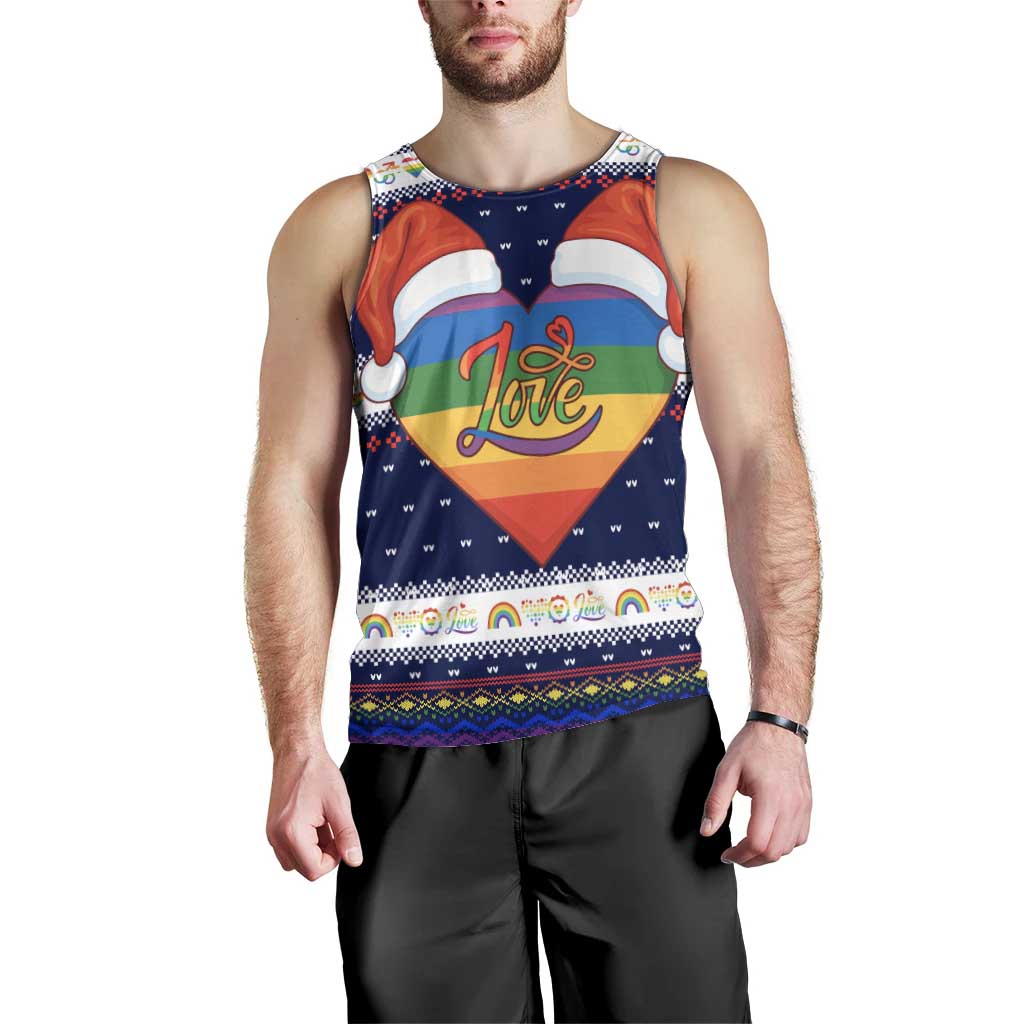 LGBT Heart Christmas Yall Christmas Men Tank Top Xmas Holiday Patterns - Wonder Print Shop