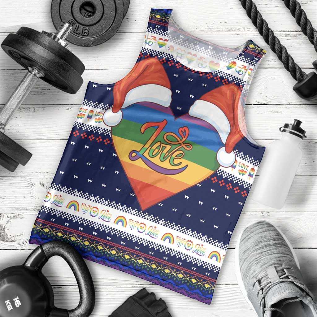 LGBT Heart Christmas Yall Christmas Men Tank Top Xmas Holiday Patterns - Wonder Print Shop