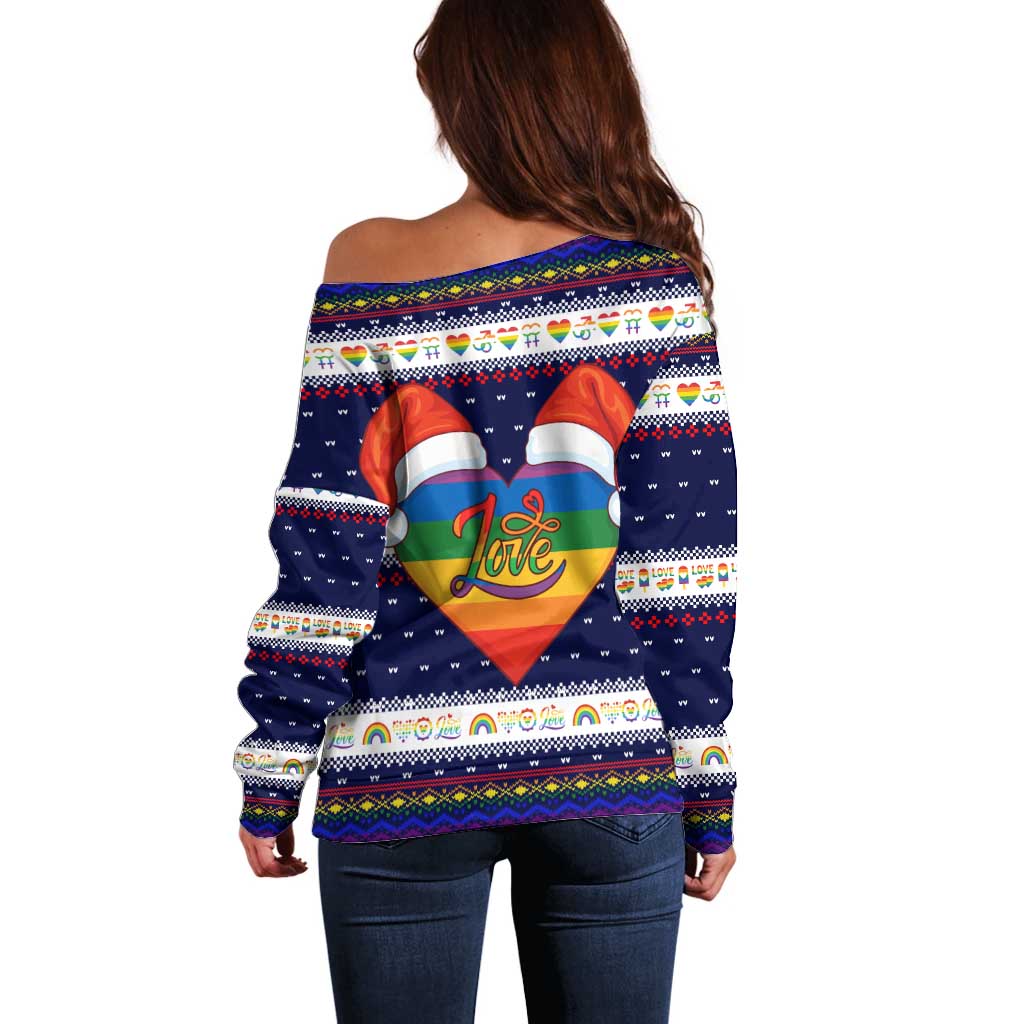 LGBT Heart Christmas Yall Christmas Off Shoulder Sweater Xmas Holiday Patterns - Wonder Print Shop