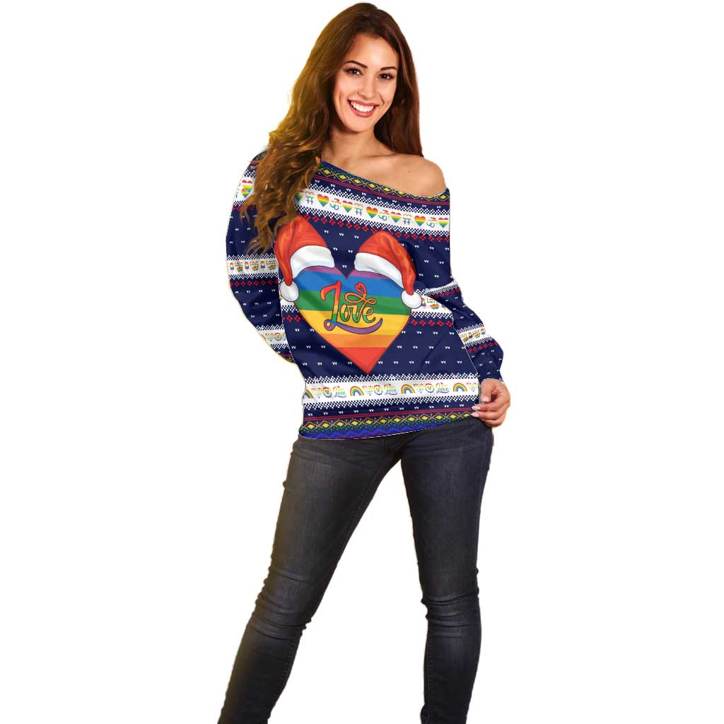 LGBT Heart Christmas Yall Christmas Off Shoulder Sweater Xmas Holiday Patterns - Wonder Print Shop