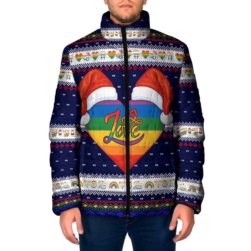 LGBT Heart Christmas Yall Christmas Padded Jacket Xmas Holiday Patterns - Wonder Print Shop