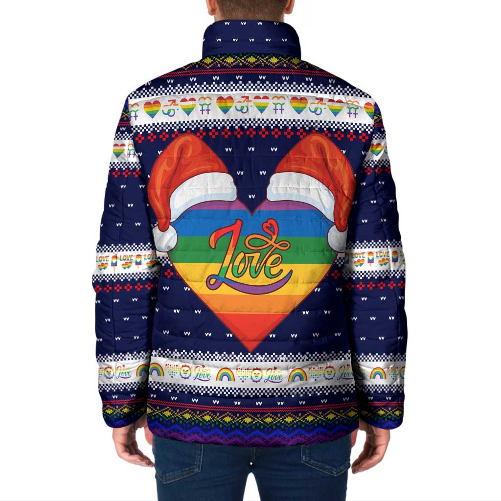 LGBT Heart Christmas Yall Christmas Padded Jacket Xmas Holiday Patterns - Wonder Print Shop