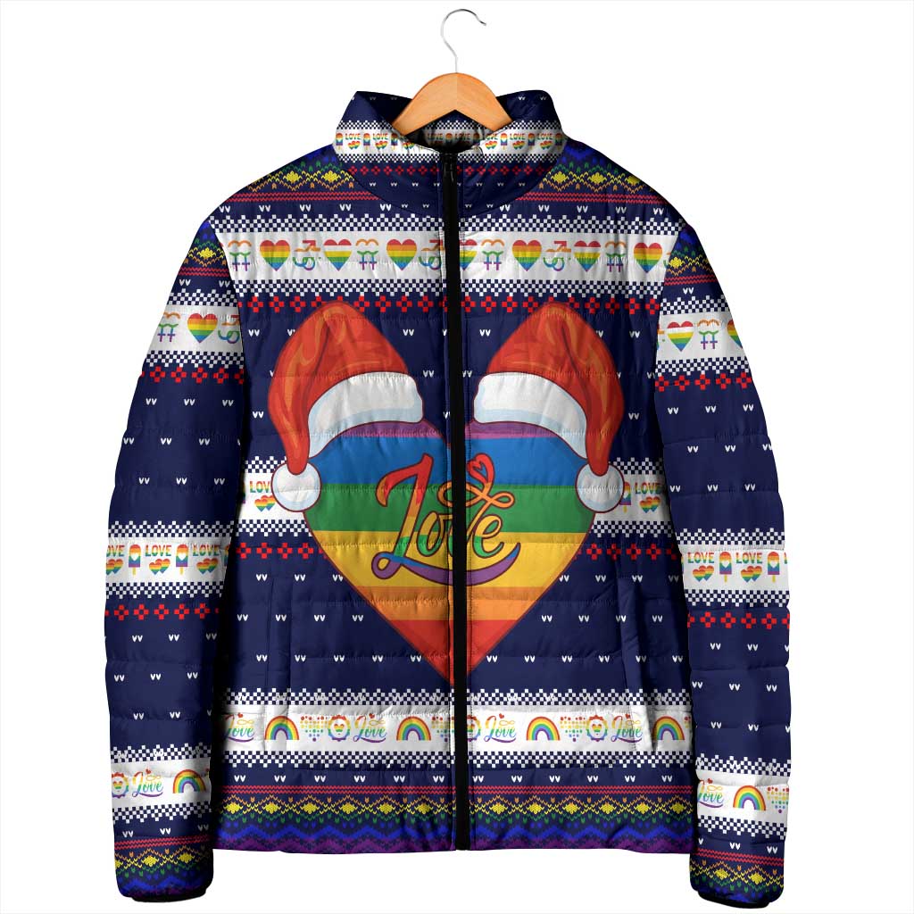 LGBT Heart Christmas Yall Christmas Padded Jacket Xmas Holiday Patterns - Wonder Print Shop