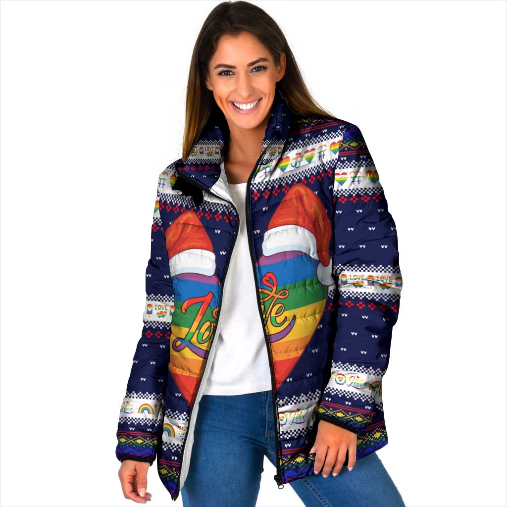 LGBT Heart Christmas Yall Christmas Padded Jacket Xmas Holiday Patterns - Wonder Print Shop