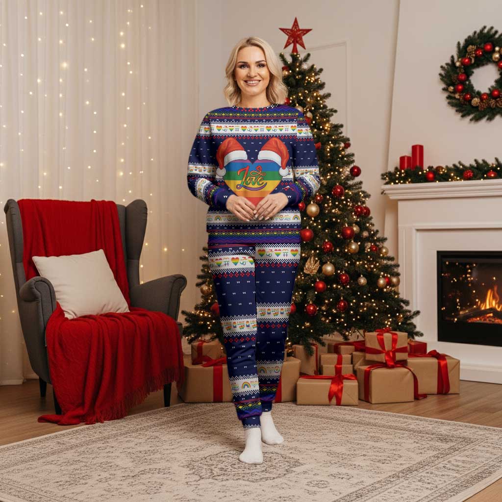 LGBT Heart Christmas Yall Christmas Pajama Set Xmas Holiday Patterns - Wonder Print Shop