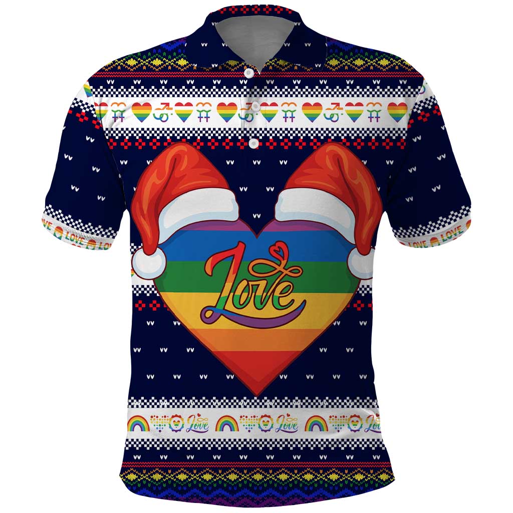 LGBT Heart Christmas Yall Christmas Polo Shirt Xmas Holiday Patterns - Wonder Print Shop