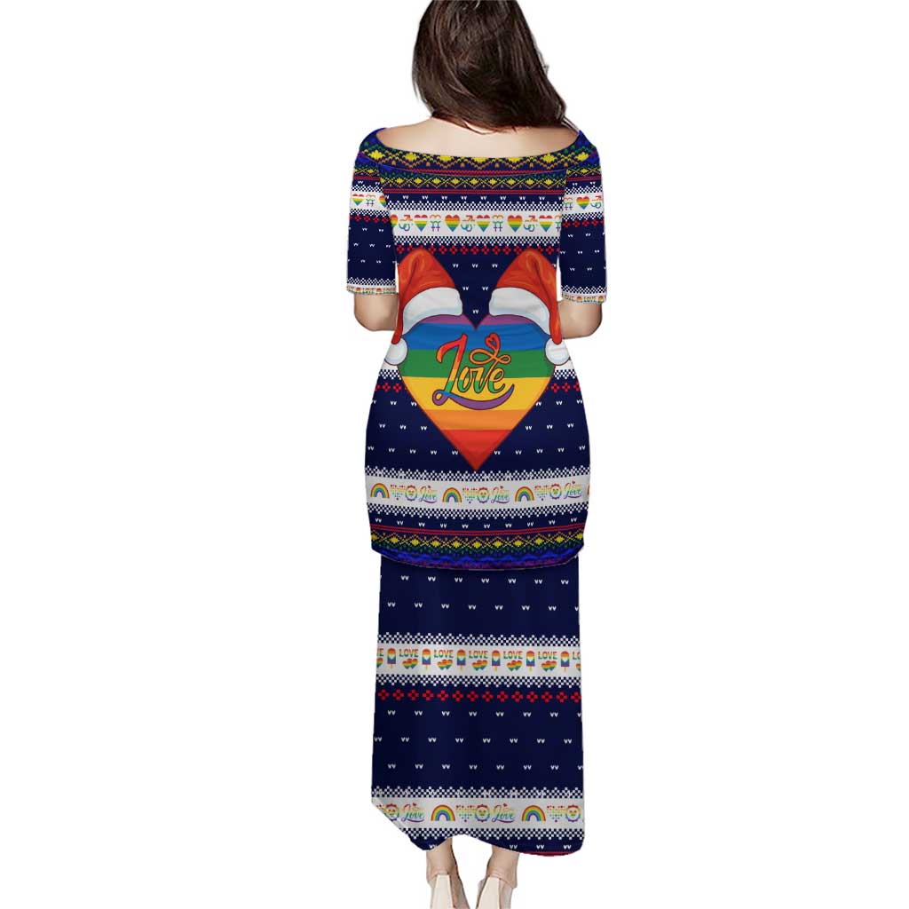 LGBT Heart Christmas Yall Christmas Puletasi Xmas Holiday Patterns - Wonder Print Shop