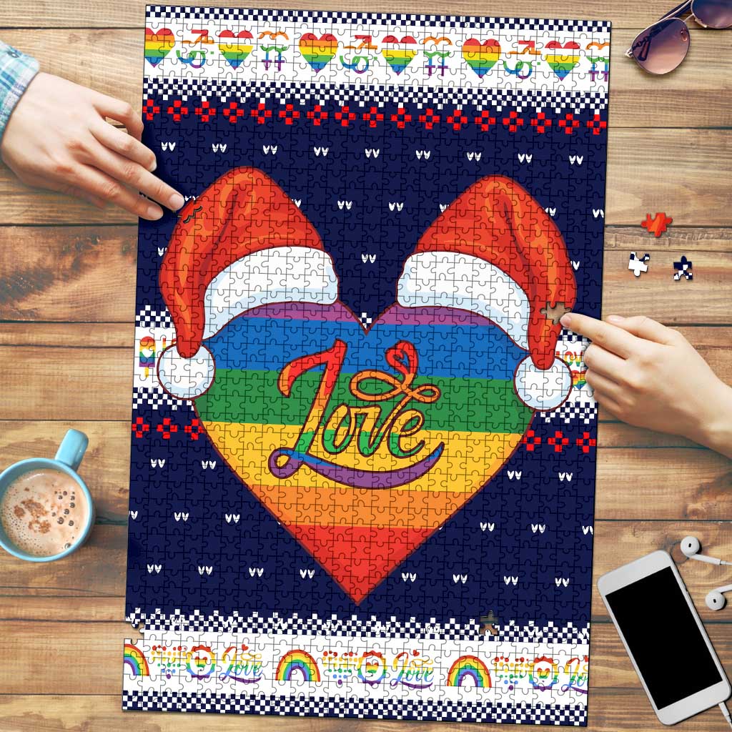 LGBT Heart Christmas Yall Christmas Puzzle Xmas Holiday Patterns - Wonder Print Shop