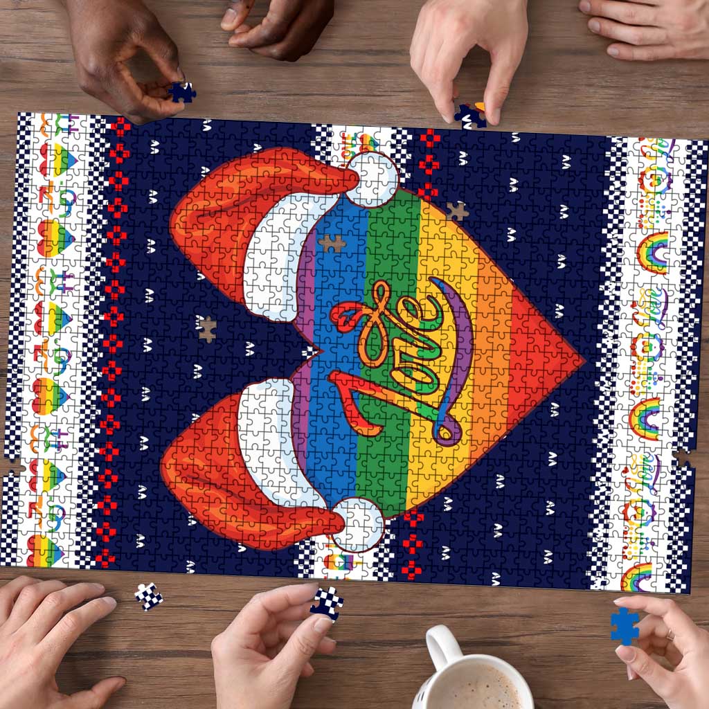 LGBT Heart Christmas Yall Christmas Puzzle Xmas Holiday Patterns - Wonder Print Shop