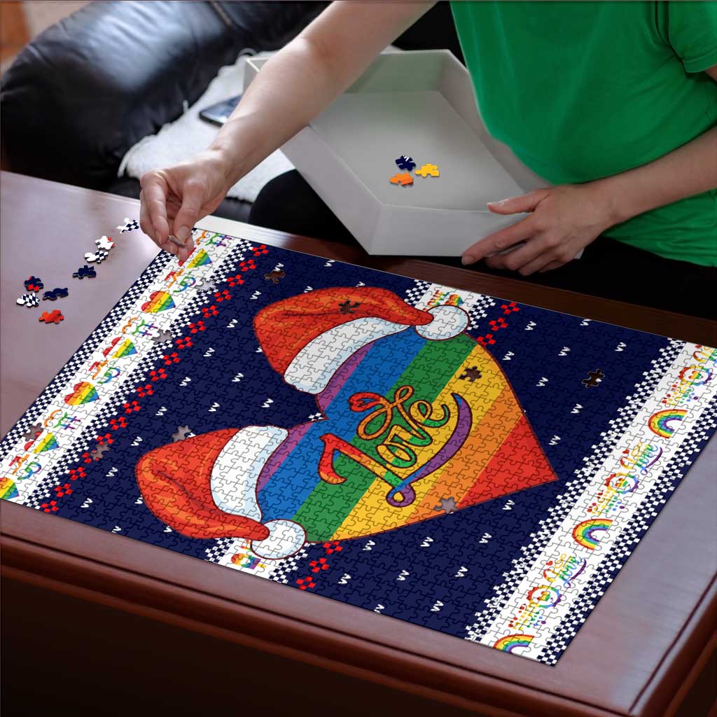 LGBT Heart Christmas Yall Christmas Puzzle Xmas Holiday Patterns - Wonder Print Shop