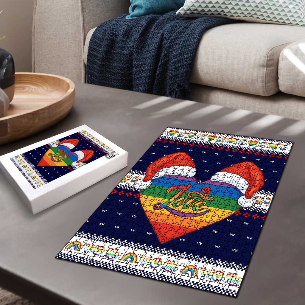 LGBT Heart Christmas Yall Christmas Puzzle Xmas Holiday Patterns - Wonder Print Shop