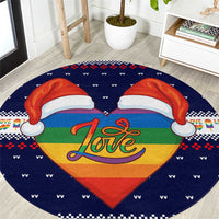 LGBT Heart Christmas Yall Christmas Round Carpet Xmas Holiday Patterns - Wonder Print Shop