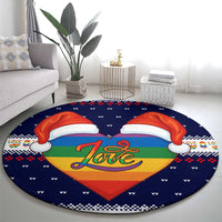 LGBT Heart Christmas Yall Christmas Round Carpet Xmas Holiday Patterns - Wonder Print Shop