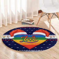 LGBT Heart Christmas Yall Christmas Round Carpet Xmas Holiday Patterns - Wonder Print Shop