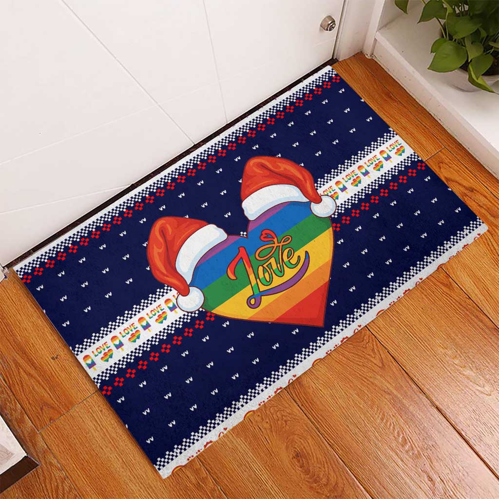 LGBT Heart Christmas Yall Christmas Rubber Doormat Xmas Holiday Patterns - Wonder Print Shop