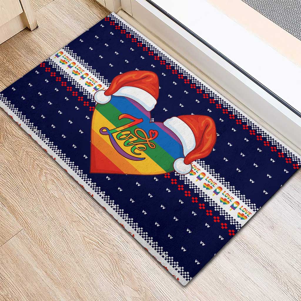 LGBT Heart Christmas Yall Christmas Rubber Doormat Xmas Holiday Patterns - Wonder Print Shop