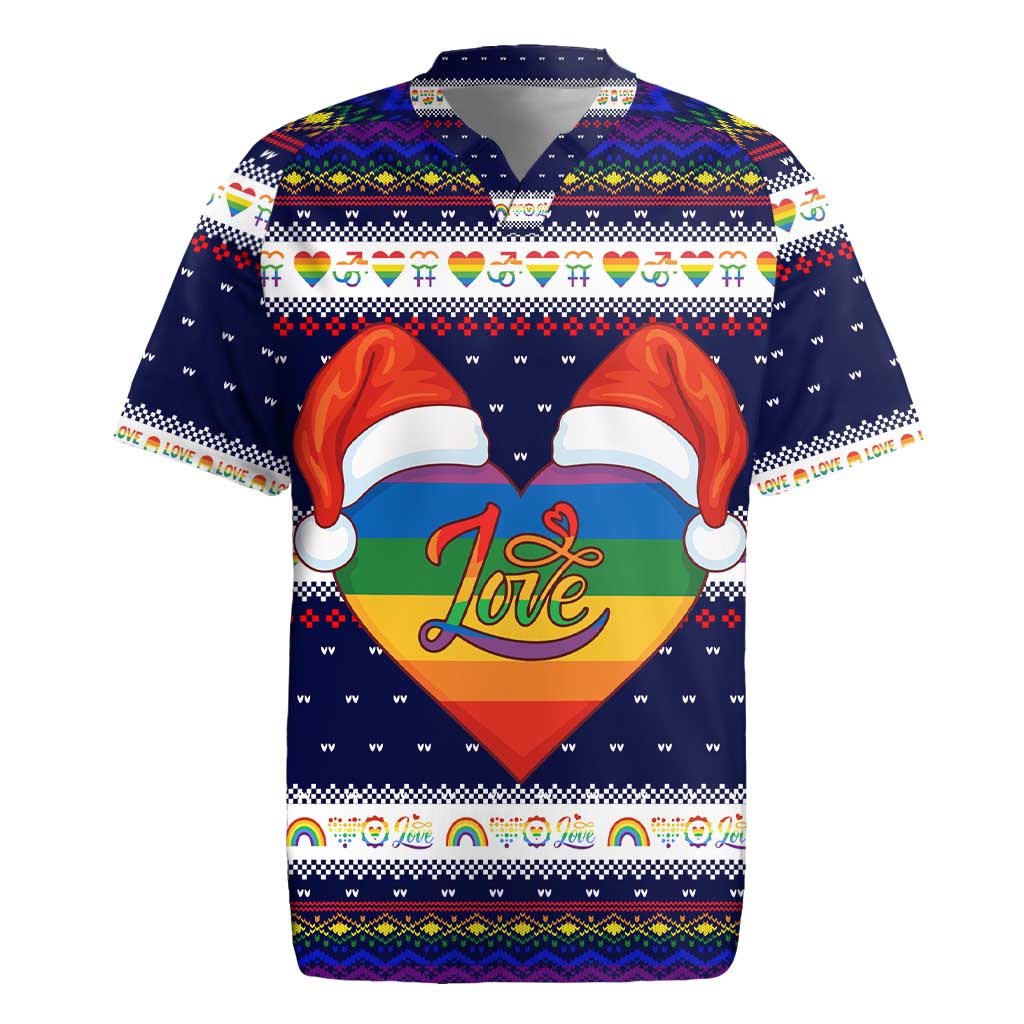 LGBT Heart Christmas Yall Christmas Rugby Jersey Xmas Holiday Patterns - Wonder Print Shop