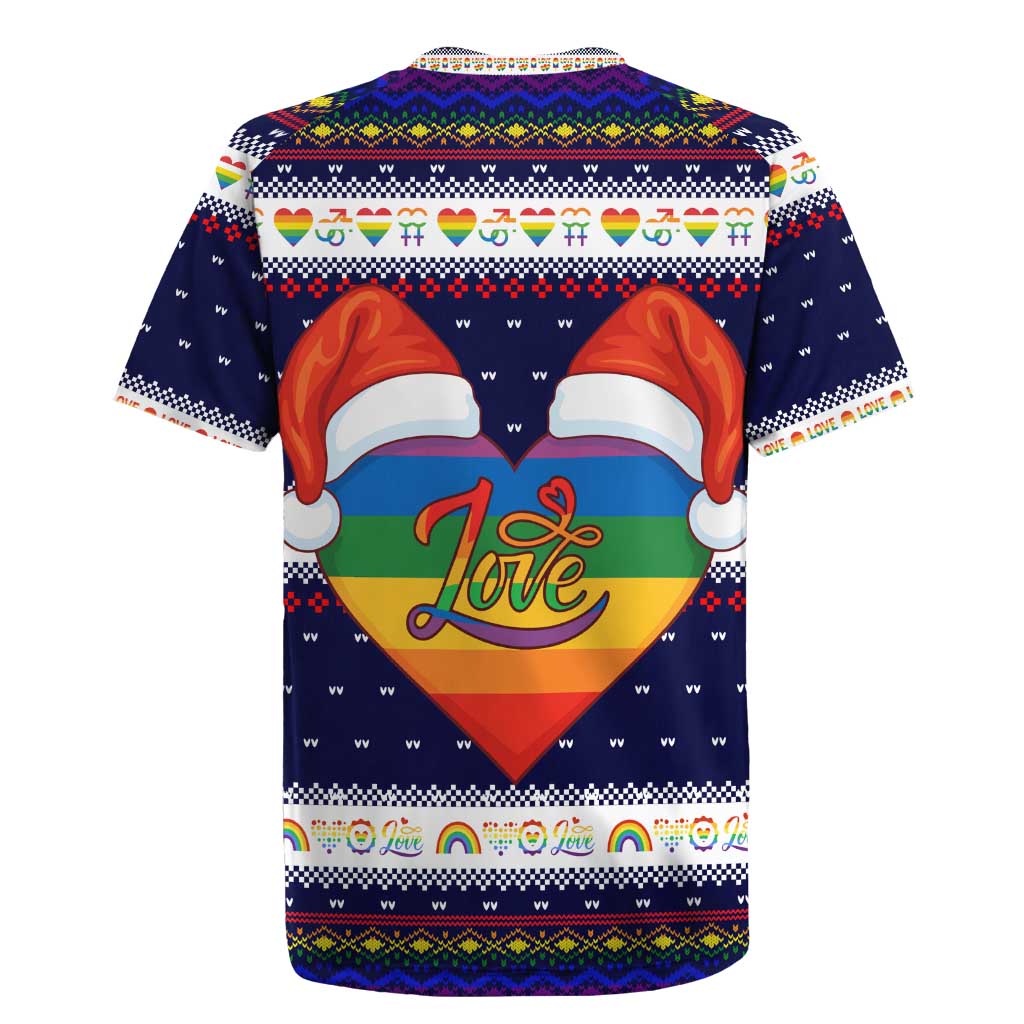 LGBT Heart Christmas Yall Christmas Rugby Jersey Xmas Holiday Patterns - Wonder Print Shop