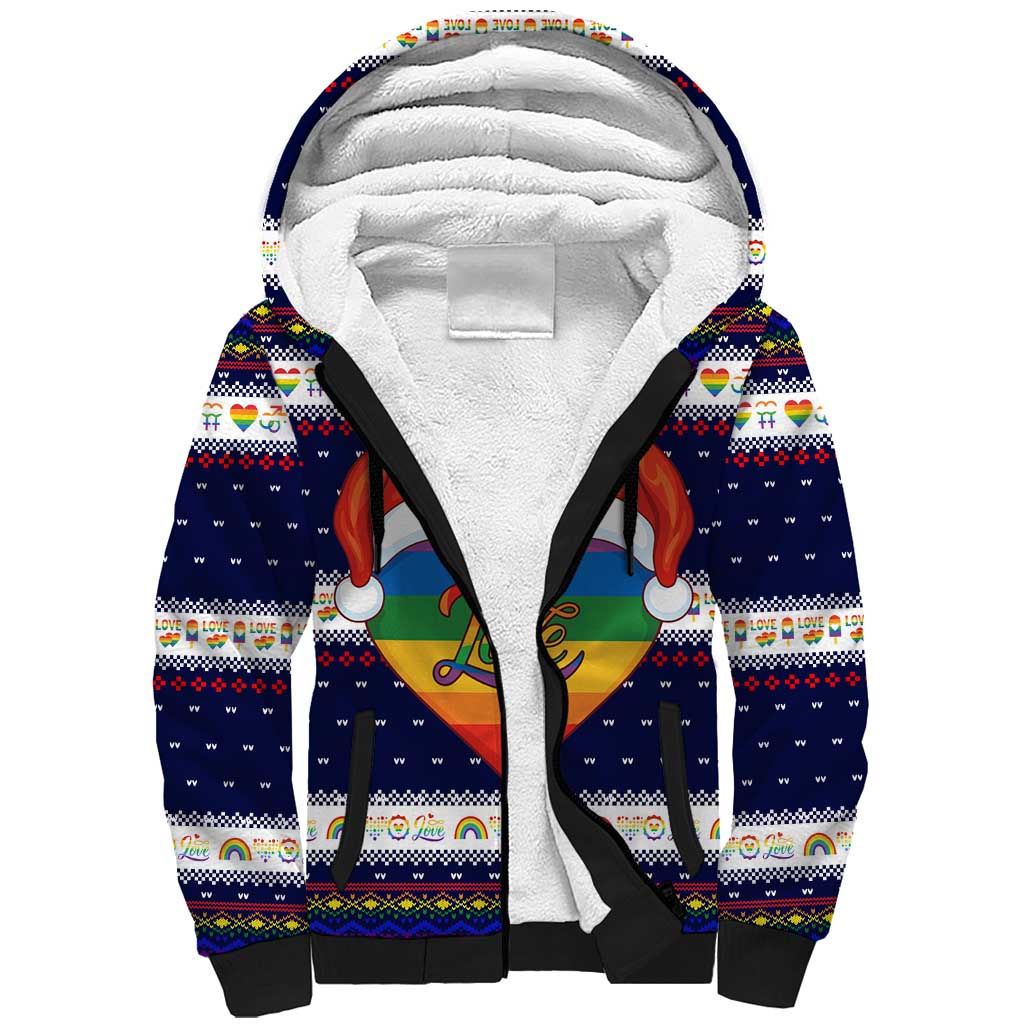 LGBT Heart Christmas Yall Christmas Sherpa Hoodie Xmas Holiday Patterns - Wonder Print Shop