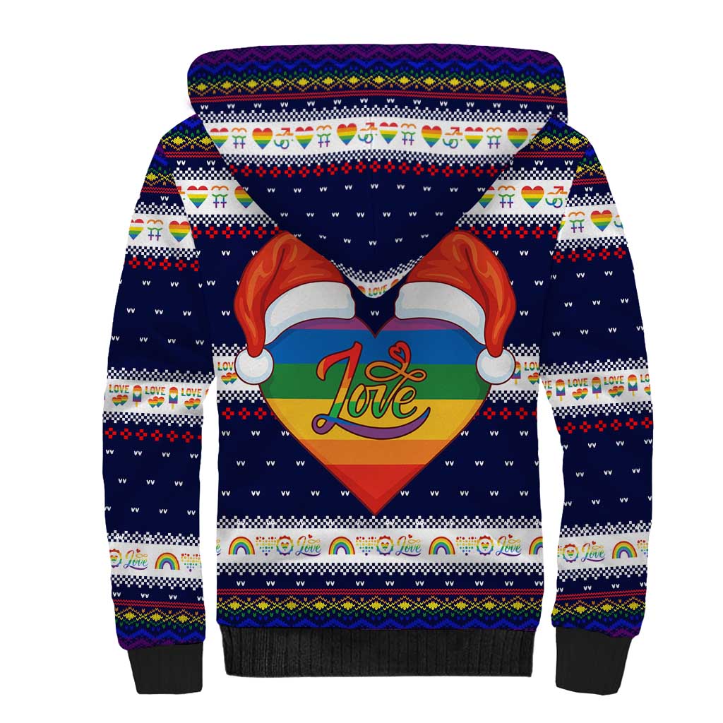 LGBT Heart Christmas Yall Christmas Sherpa Hoodie Xmas Holiday Patterns - Wonder Print Shop