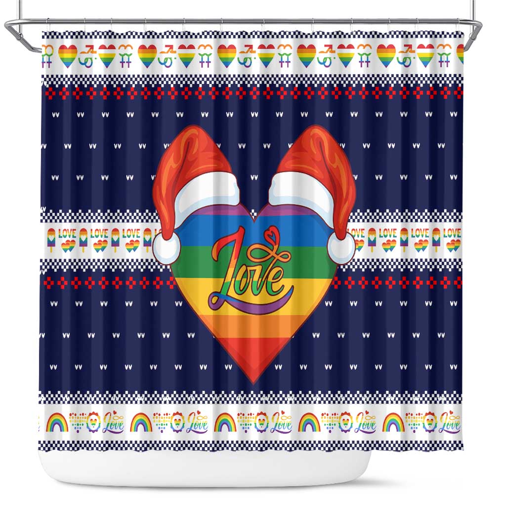 LGBT Heart Christmas Yall Christmas Shower Curtain Xmas Holiday Patterns - Wonder Print Shop
