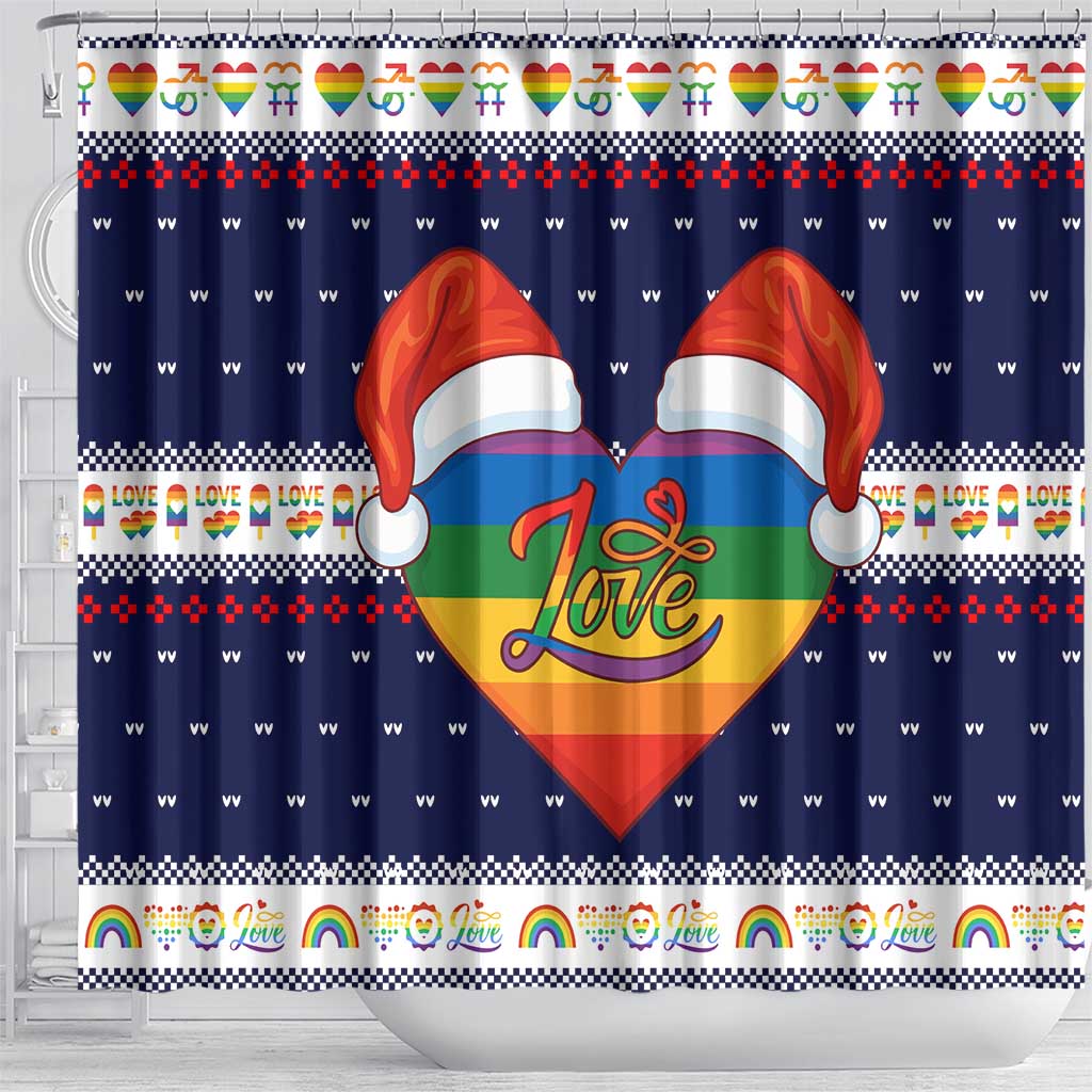 LGBT Heart Christmas Yall Christmas Shower Curtain Xmas Holiday Patterns - Wonder Print Shop
