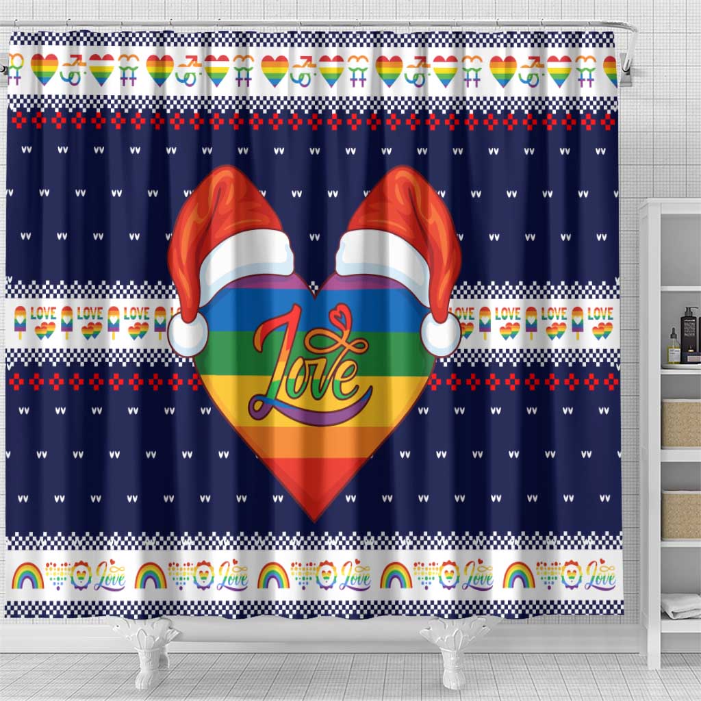 LGBT Heart Christmas Yall Christmas Shower Curtain Xmas Holiday Patterns - Wonder Print Shop
