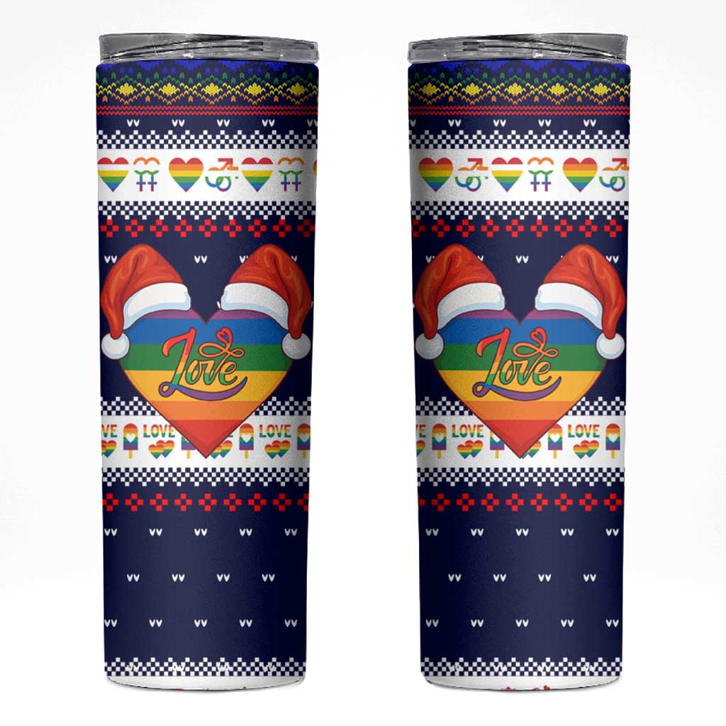 LGBT Heart Christmas Yall Christmas Skinny Tumbler Xmas Holiday Patterns - Wonder Print Shop