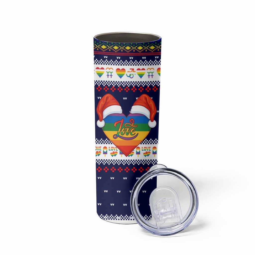 LGBT Heart Christmas Yall Christmas Skinny Tumbler Xmas Holiday Patterns - Wonder Print Shop