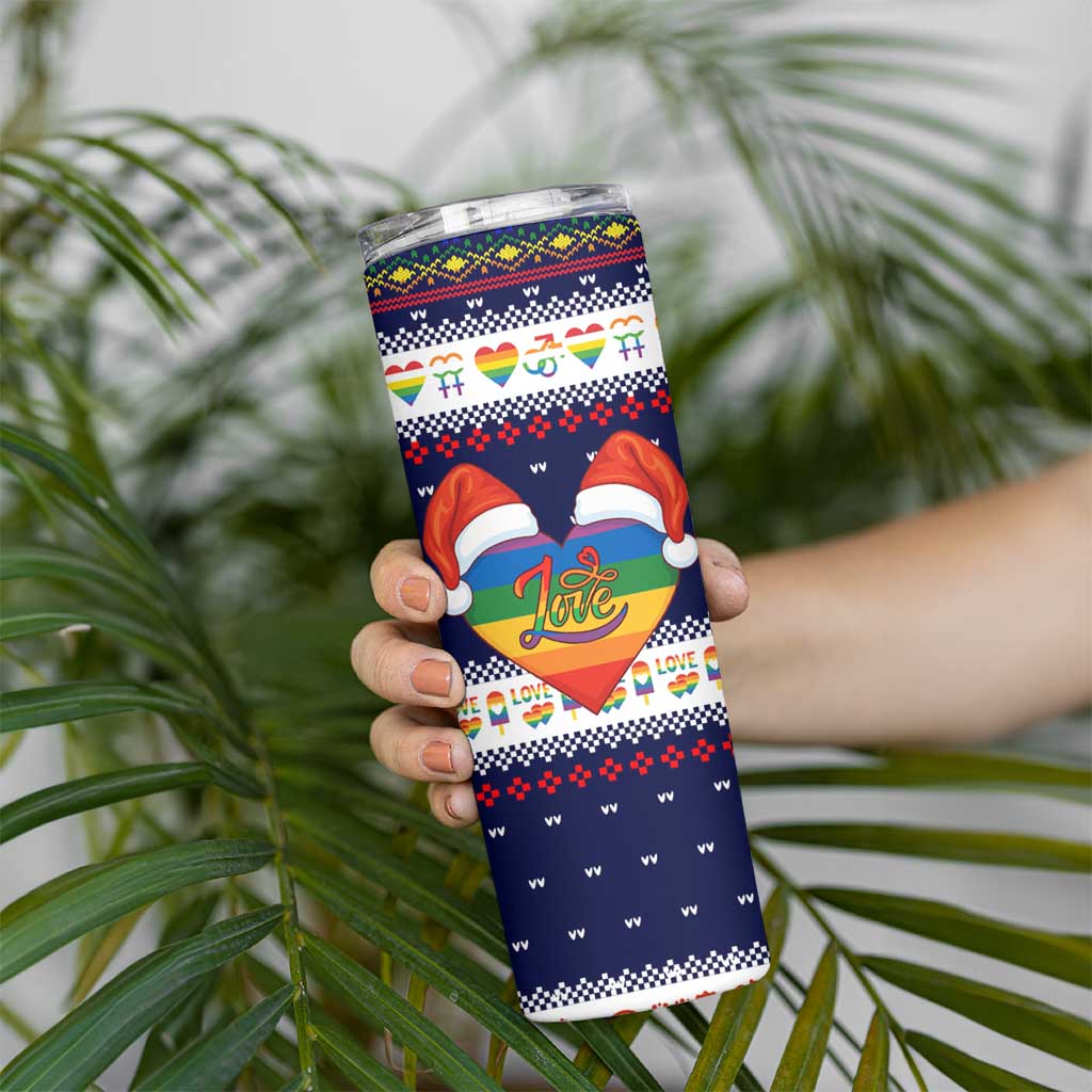 LGBT Heart Christmas Yall Christmas Skinny Tumbler Xmas Holiday Patterns - Wonder Print Shop