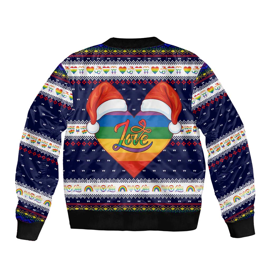 LGBT Heart Christmas Yall Christmas Sleeve Zip Bomber Jacket Xmas Holiday Patterns - Wonder Print Shop