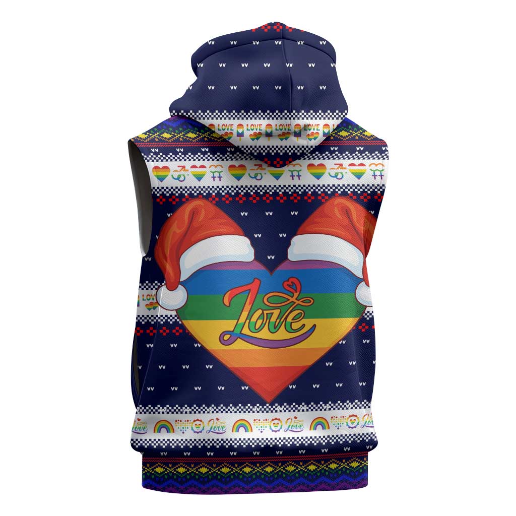 LGBT Heart Christmas Yall Christmas Sleeveless Hoodie Xmas Holiday Patterns - Wonder Print Shop