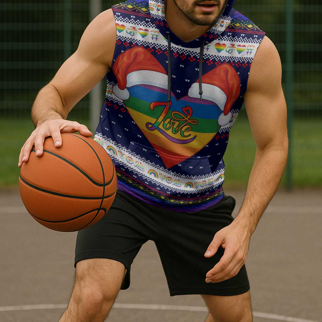 LGBT Heart Christmas Yall Christmas Sleeveless Hoodie Xmas Holiday Patterns - Wonder Print Shop
