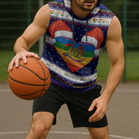 LGBT Heart Christmas Yall Christmas Sleeveless Hoodie Xmas Holiday Patterns - Wonder Print Shop