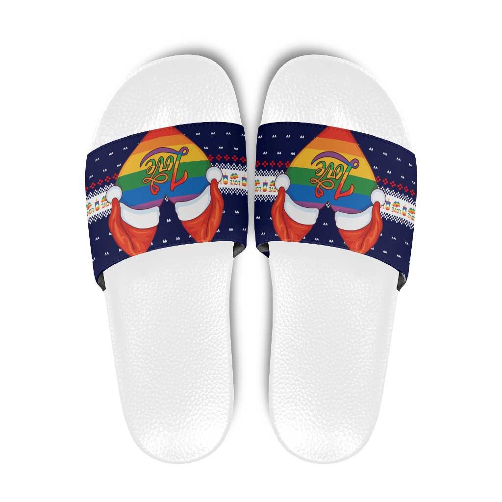 LGBT Heart Christmas Yall Christmas Slide Sandals Xmas Holiday Patterns - Wonder Print Shop