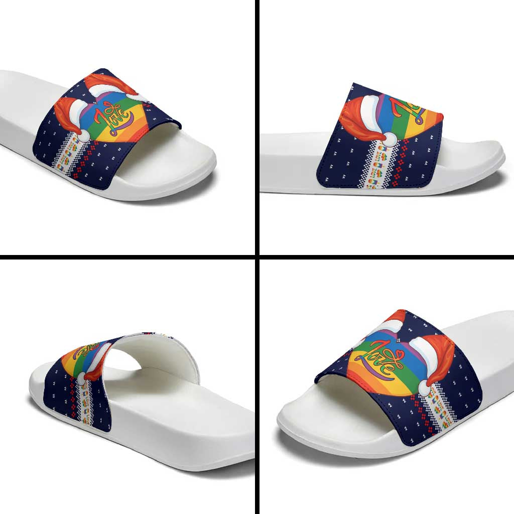 LGBT Heart Christmas Yall Christmas Slide Sandals Xmas Holiday Patterns - Wonder Print Shop