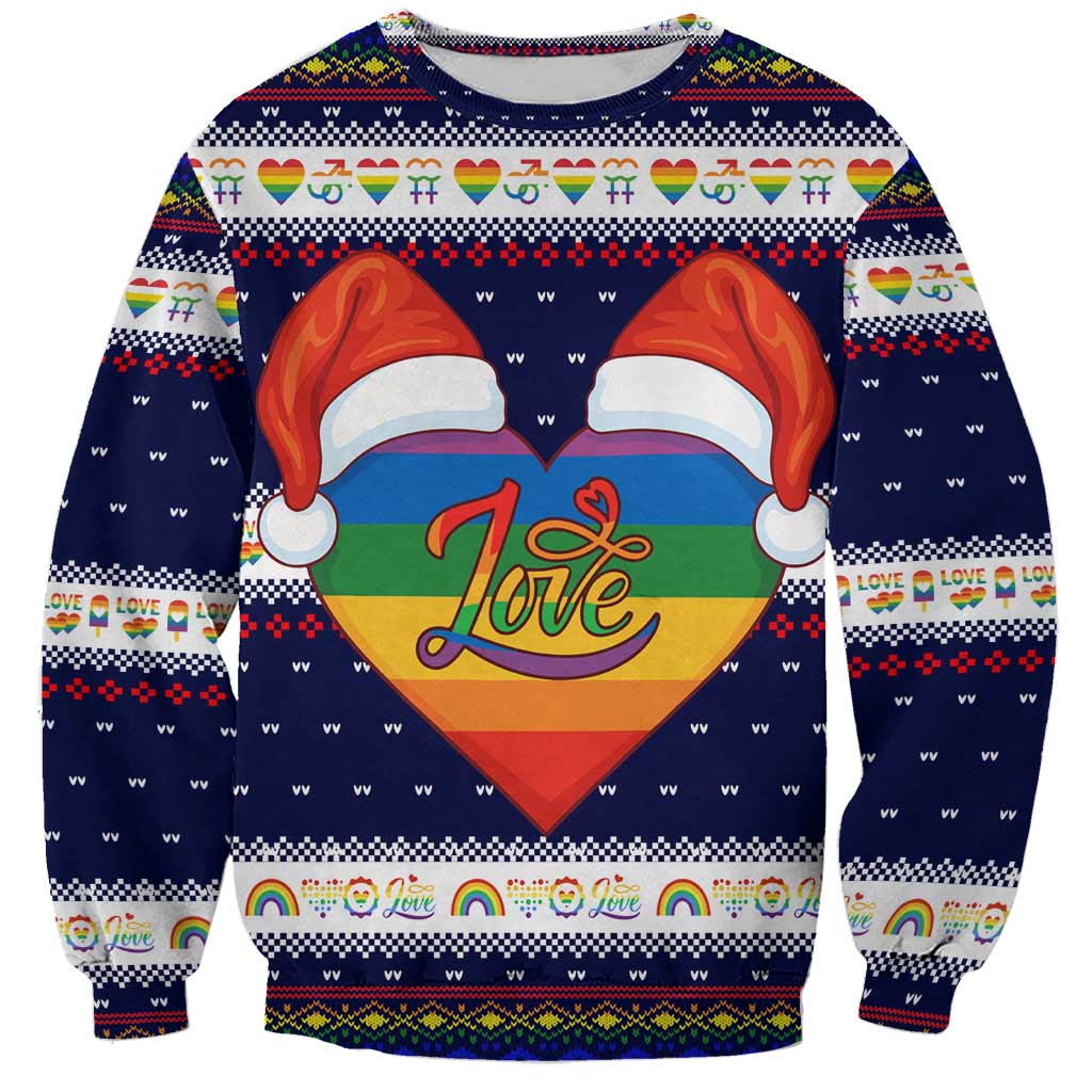 LGBT Heart Christmas Yall Christmas Sweatshirt Xmas Holiday Patterns - Wonder Print Shop
