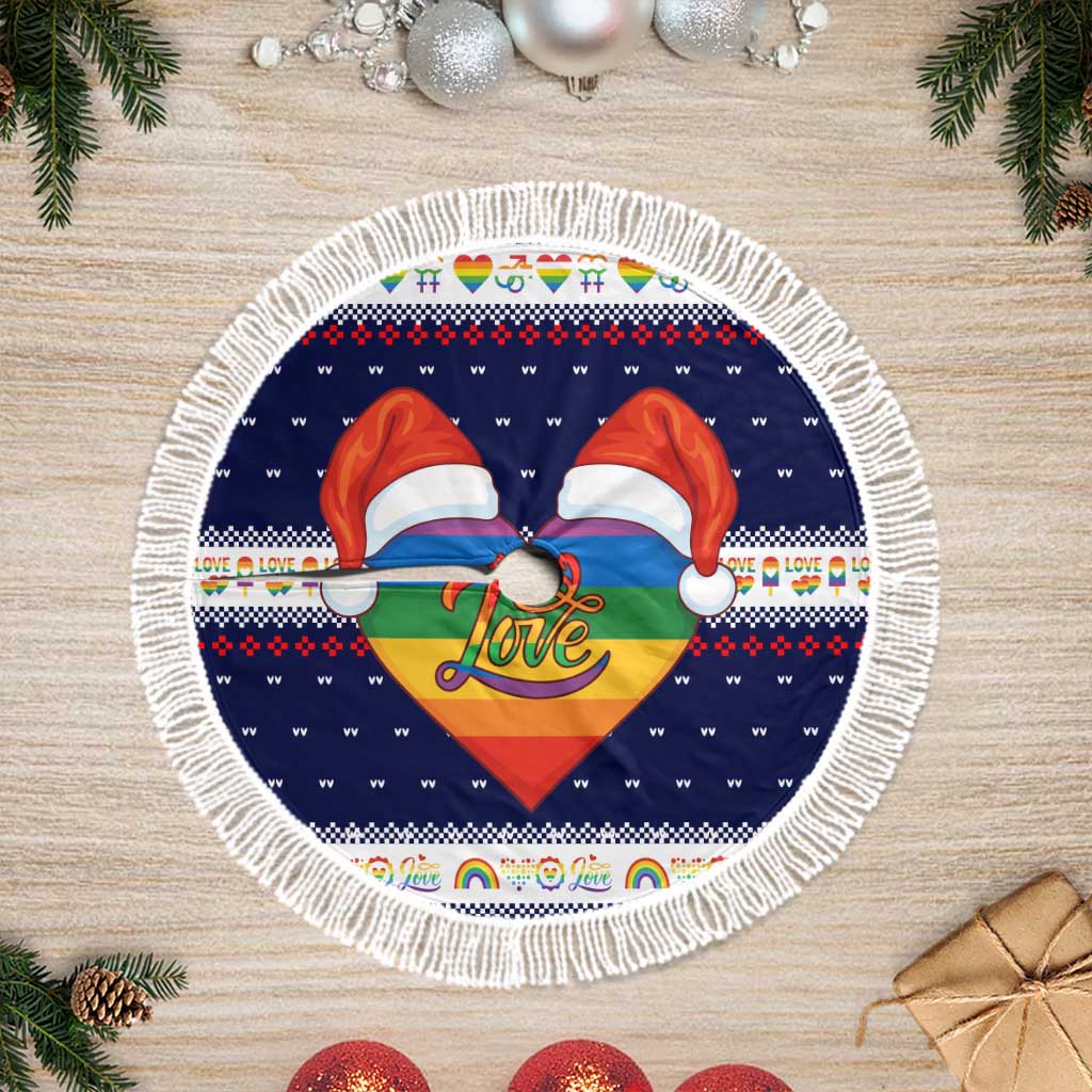 LGBT Heart Christmas Yall Christmas Tree Skirt Xmas Holiday Patterns - Wonder Print Shop