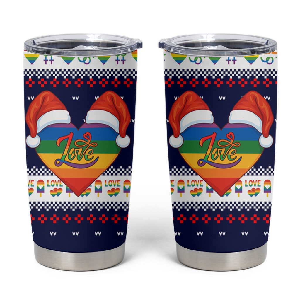 LGBT Heart Christmas Yall Christmas Tumbler Cup Xmas Holiday Patterns - Wonder Print Shop
