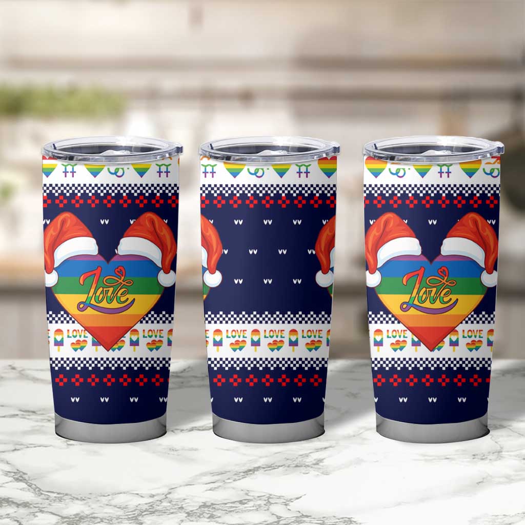 LGBT Heart Christmas Yall Christmas Tumbler Cup Xmas Holiday Patterns - Wonder Print Shop