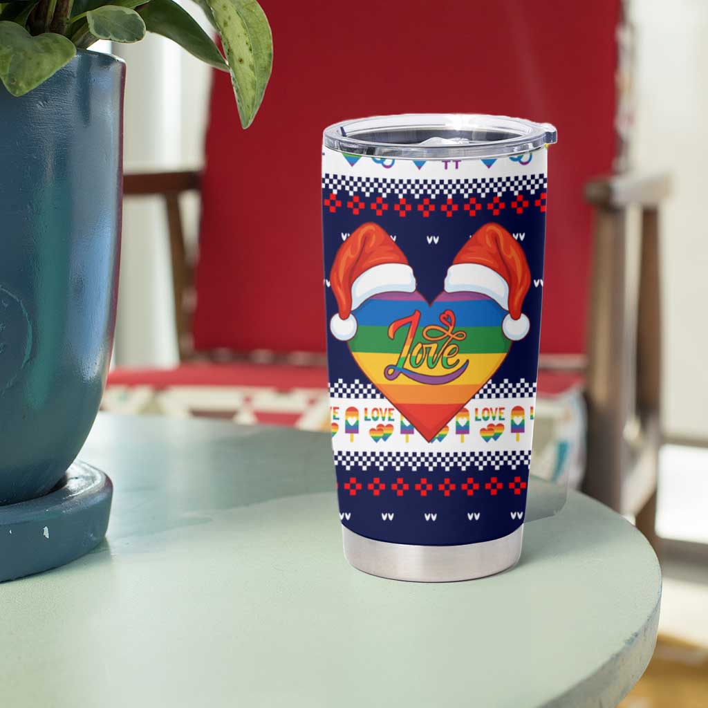 LGBT Heart Christmas Yall Christmas Tumbler Cup Xmas Holiday Patterns - Wonder Print Shop