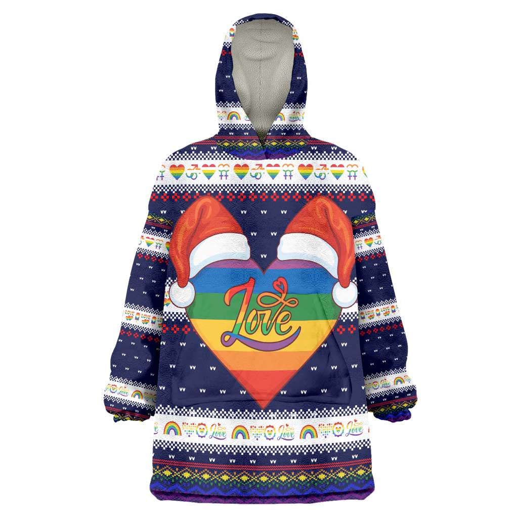 LGBT Heart Christmas Yall Christmas Wearable Blanket Hoodie Xmas Holiday Patterns - Wonder Print Shop