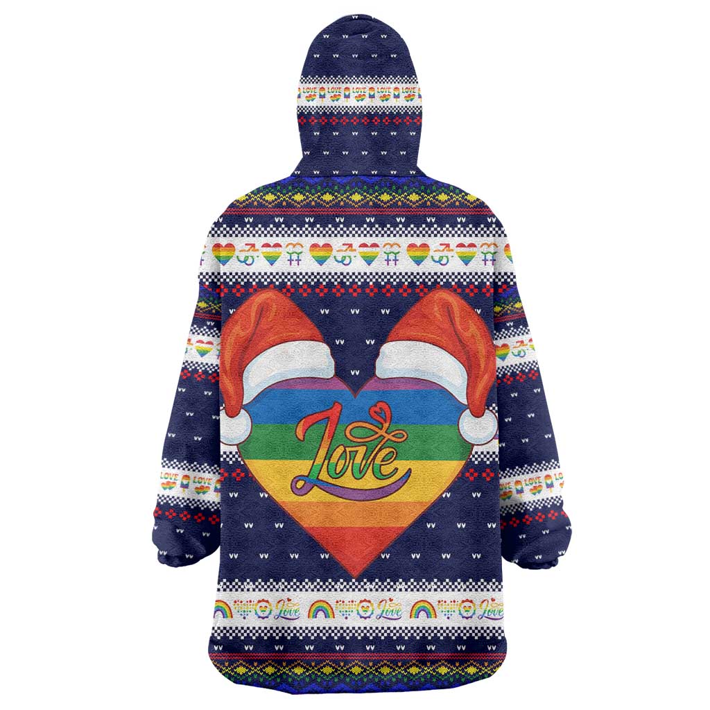 LGBT Heart Christmas Yall Christmas Wearable Blanket Hoodie Xmas Holiday Patterns - Wonder Print Shop