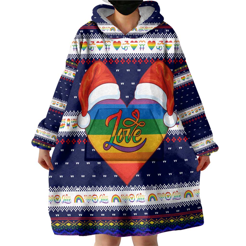 LGBT Heart Christmas Yall Christmas Wearable Blanket Hoodie Xmas Holiday Patterns - Wonder Print Shop