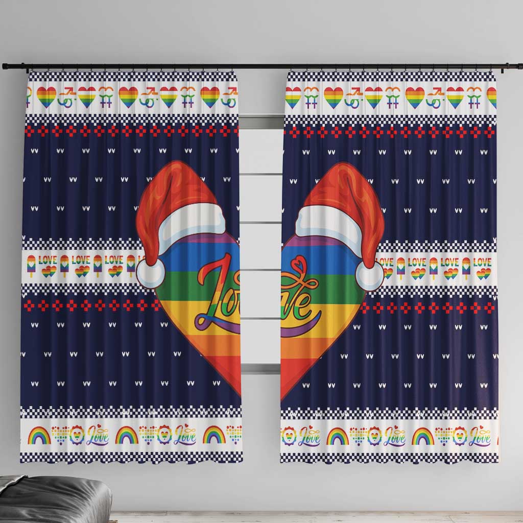 LGBT Heart Christmas Yall Christmas Window Curtain Xmas Holiday Patterns - Wonder Print Shop