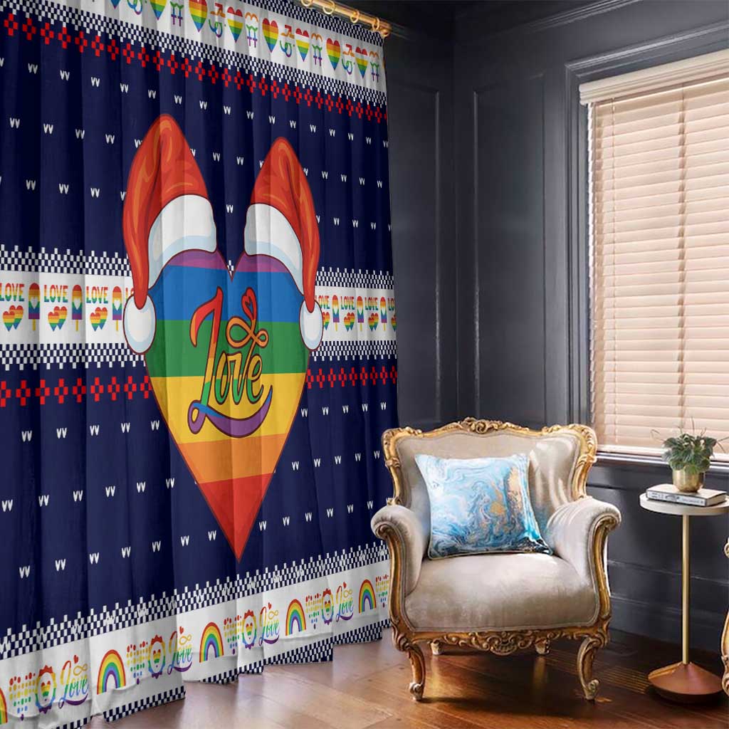 LGBT Heart Christmas Yall Christmas Window Curtain Xmas Holiday Patterns - Wonder Print Shop