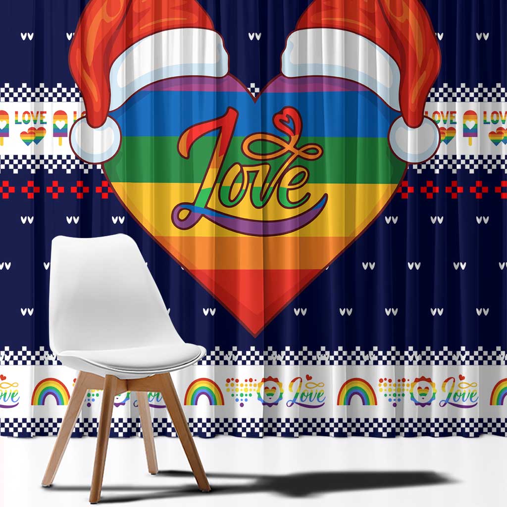 LGBT Heart Christmas Yall Christmas Window Curtain Xmas Holiday Patterns - Wonder Print Shop