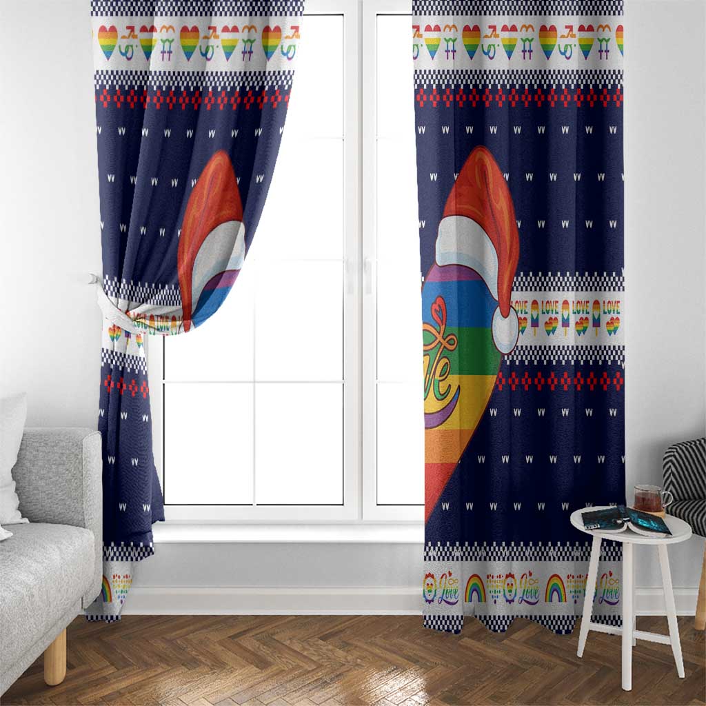 LGBT Heart Christmas Yall Christmas Window Curtain Xmas Holiday Patterns - Wonder Print Shop